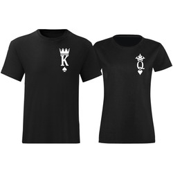 ZESTAW KOSZULKI DLA PAR KING QUEEN T-SHIRT PARY NADRUK NA PIERSI