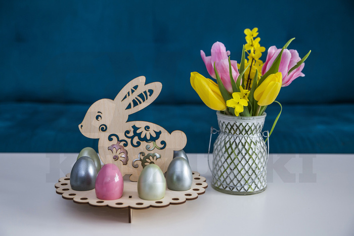 PUDEŁECZKO DUŻE WIELANOCNE DREWNIANE DEKORACJA