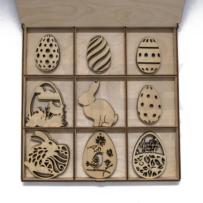 ZESTAW DUŻYCH OZDÓB WIELKANOCNYCH W PUDEŁKU 36szt