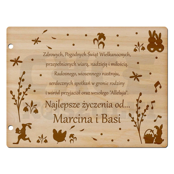 DREWNIANA KARTKA ŚWIĄTECZNA ŻYCZENIA NA WIELKANOC