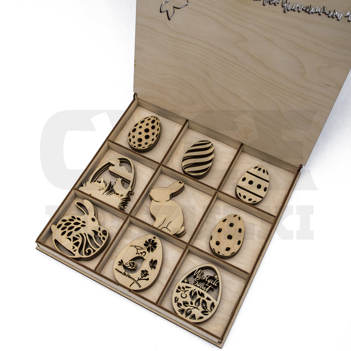 ZESTAW DUŻYCH OZDÓB WIELKANOCNYCH W PUDEŁKU 36szt