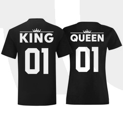 ZESTAW KOSZULKI DLA PAR KING QUEEN T-SHIRT PARY NADRUK NA PLECACH