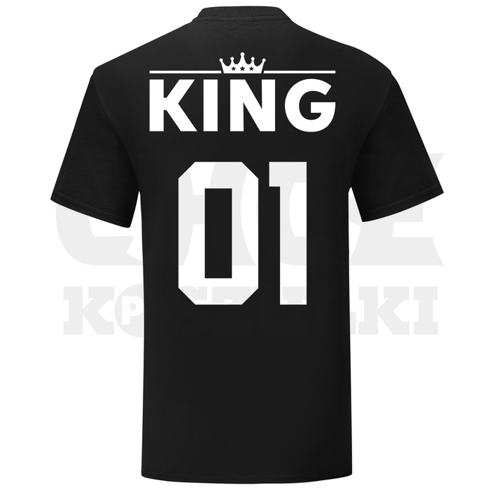 ZESTAW KOSZULKI DLA PAR KING QUEEN T-SHIRT PARY NADRUK NA PLECACH