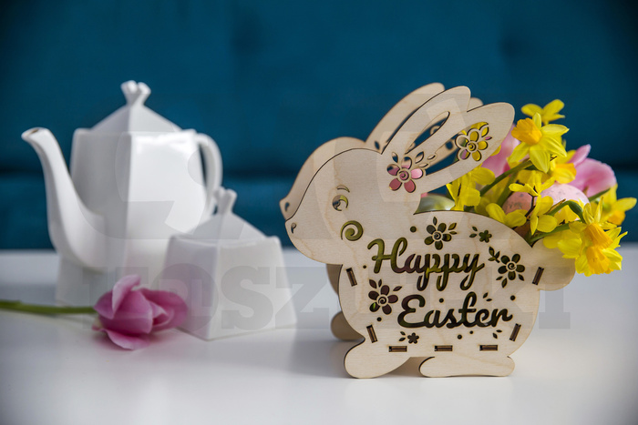 PUDEŁECZKO DUŻE WIELANOCNE DREWNIANE DEKORACJA