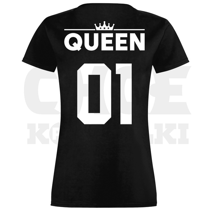 ZESTAW KOSZULKI DLA PAR KING QUEEN T-SHIRT PARY NADRUK NA PLECACH