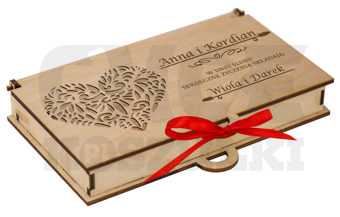 PUDEŁKO DREWNIANE NA PIENIĄDZE ŚLUB WESELE PPS