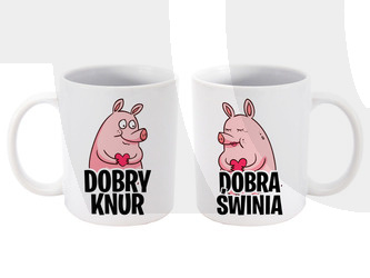 ZESTAW 2 KUBKÓW DLA PAR ŚWINKI KNUR i ŚWINIA