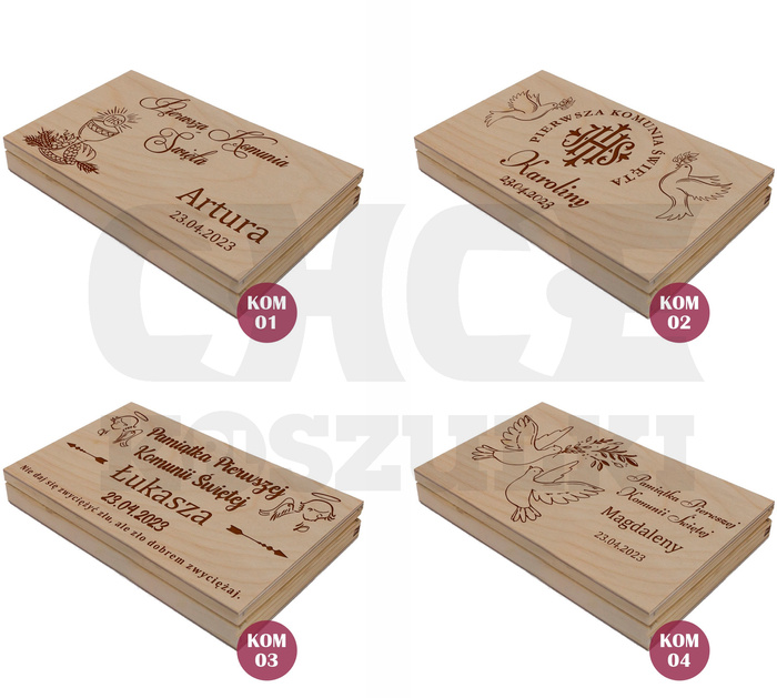 PUDEŁKO NA PIENIĄDZE PAMIĄTKA KOMUNII ŚWIĘTEJ (drewniane)