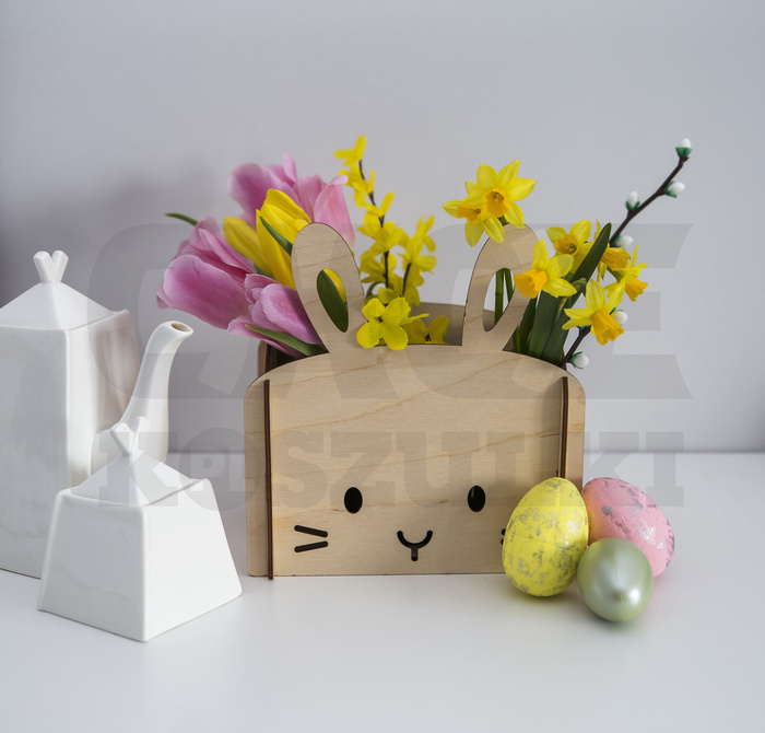 PUDEŁECZKO DUŻE WIELANOCNE DREWNIANE DEKORACJA