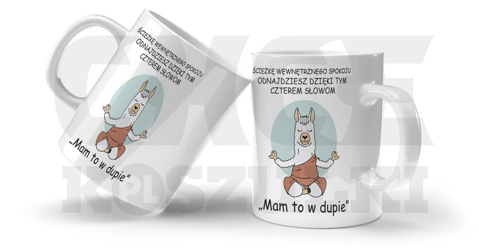 KUBEK Z NADRUKIEM WEWNĘTRZNY SPOKÓJ LAMA ŚMIESZNY