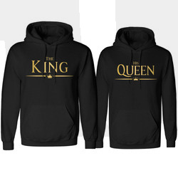 ZESTAW BLUZ DLA PAR KING QUEEN ZŁOTY NAPIS NA PREZENT