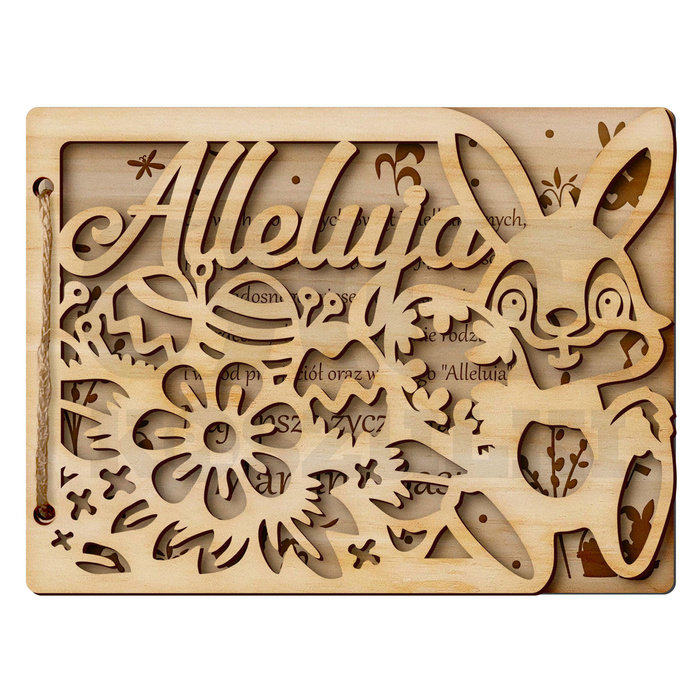 DREWNIANA KARTKA ŚWIĄTECZNA ŻYCZENIA NA WIELKANOC